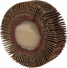 Merit Abrasives - 1-1/2" Diam x 1/2" Face Width, Medium Ceramic Alumina Coated Mounted Flap Wheel - 1/4" Shank Mount, 80 Grit, Cloth Backing, 25,000 Max RPM - Apex Tool & Supply
