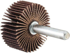 Merit Abrasives - 1-3/8" Diam x 5/8" Face Width, Fine Aluminum Oxide Coated Mounted Flap Wheel - 1/4" Shank Mount, 120 Grit, Cloth Backing, 30,000 Max RPM - Apex Tool & Supply