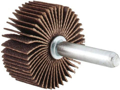Merit Abrasives - 1-3/8" Diam x 5/8" Face Width, Very Fine Aluminum Oxide Coated Mounted Flap Wheel - 1/4" Shank Mount, 180 Grit, Cloth Backing, 30,000 Max RPM - Apex Tool & Supply