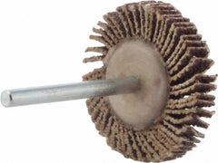 Merit Abrasives - 1-3/16" Diam x 3/16" Face Width, Medium Aluminum Oxide Coated Mounted Flap Wheel - 1/8" Shank Mount, 60 Grit, Cloth Backing, 30,000 Max RPM - Apex Tool & Supply
