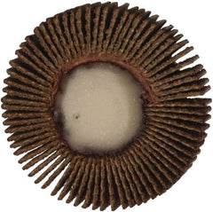 Merit Abrasives - 1-3/16" Diam x 1/4" Face Width, Fine Aluminum Oxide Coated Mounted Flap Wheel - 1/4" Shank Mount, 120 Grit, Cloth Backing, 25,000 Max RPM - Apex Tool & Supply