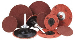 Merit Abrasives - 3" Disc Diam, 24 Grit, Aluminum Oxide Quick Change Disc - Type R Attaching System, Coated, Maroon, Very Coarse Grade, 20,000 RPM - Apex Tool & Supply