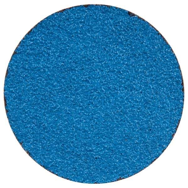 Merit Abrasives - 2" Disc Diam, 50 Grit, Zirconia Alumina Quick Change Disc - Type R Attaching System, Coated, Blue, Coarse Grade, 30,000 RPM - Apex Tool & Supply