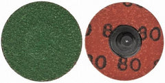 Merit Abrasives - 1-1/2" Disc Diam, 80 Grit, Zirconia Alumina Quick Change Disc - Type R Attaching System, Coated, Blue, Medium Grade, 30,000 RPM - Apex Tool & Supply