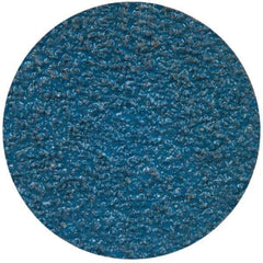 Merit Abrasives - 2" Disc Diam, 36 Grit, Zirconia Alumina Quick Change Disc - Type S Attaching System, Coated, Blue, Very Coarse Grade, 30,000 RPM - Apex Tool & Supply