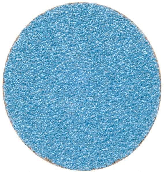 Merit Abrasives - 2" Disc Diam, 50 Grit, Zirconia Alumina Quick Change Disc - Type S Attaching System, Coated, Blue, Coarse Grade, 30,000 RPM - Apex Tool & Supply