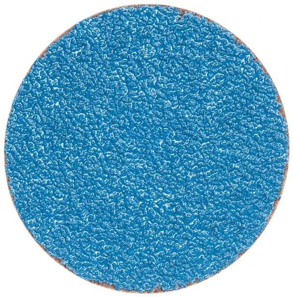 Merit Abrasives - 3" Disc Diam, 36 Grit, Zirconia Alumina Quick Change Disc - Type S Attaching System, Coated, Blue, Very Coarse Grade, 20,000 RPM - Apex Tool & Supply