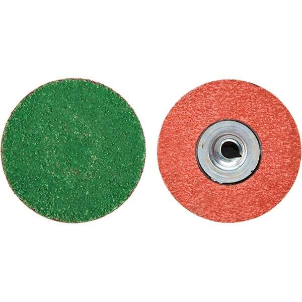 Merit Abrasives - 3" Disc Diam, 40 Grit, Zirconia Alumina Quick Change Disc - Type S Attaching System, Coated, Blue, Coarse Grade, 20,000 RPM - Apex Tool & Supply