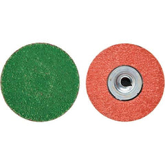 Merit Abrasives - 3" Disc Diam, 40 Grit, Zirconia Alumina Quick Change Disc - Type S Attaching System, Coated, Blue, Coarse Grade, 20,000 RPM - Apex Tool & Supply