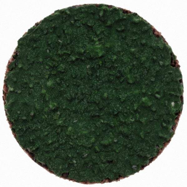 Merit Abrasives - 1" Disc Diam, 40 Grit, Zirconia Alumina Quick Change Disc - Type S Attaching System, Coated, Green, Coarse Grade, 40,000 RPM, R801 Series - Apex Tool & Supply