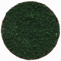 Merit Abrasives - 1" Disc Diam, 40 Grit, Zirconia Alumina Quick Change Disc - Type S Attaching System, Coated, Green, Coarse Grade, 40,000 RPM, R801 Series - Apex Tool & Supply