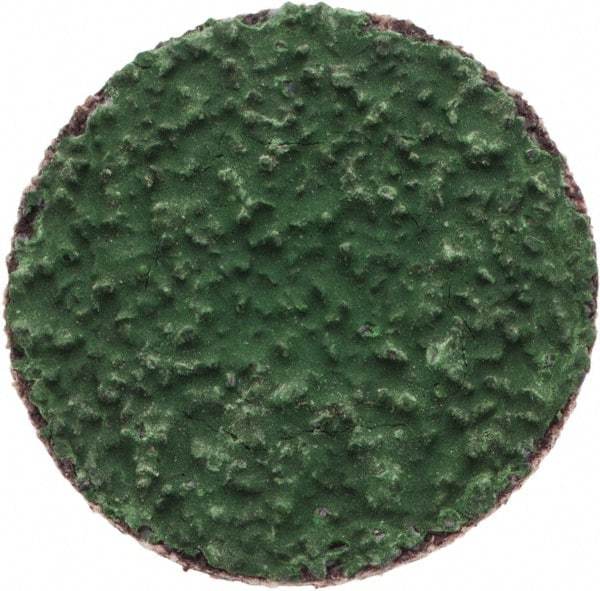 Merit Abrasives - 1" Disc Diam, 40 Grit, Zirconia Alumina Quick Change Disc - Type R Attaching System, Coated, Green, Coarse Grade, 40,000 RPM, R801 Series - Apex Tool & Supply