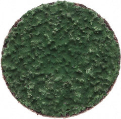 Merit Abrasives - 1" Disc Diam, 40 Grit, Zirconia Alumina Quick Change Disc - Type R Attaching System, Coated, Green, Coarse Grade, 40,000 RPM, R801 Series - Apex Tool & Supply