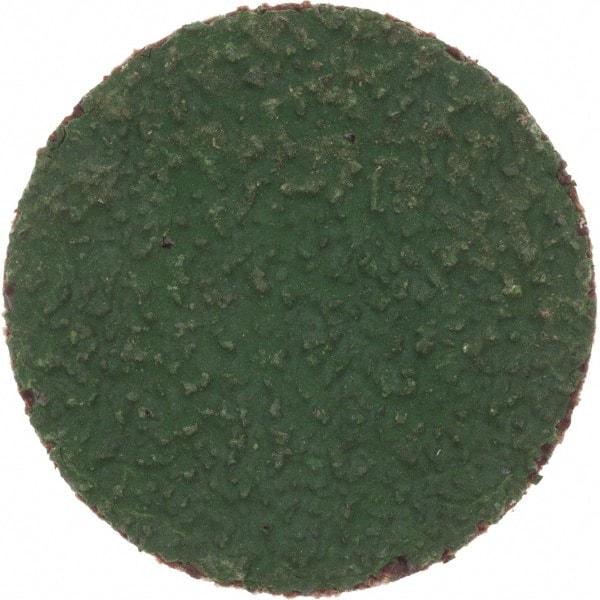 Merit Abrasives - 1" Disc Diam, 50 Grit, Zirconia Alumina Quick Change Disc - Type R Attaching System, Coated, Green, Coarse Grade, 40,000 RPM, R801 Series - Apex Tool & Supply