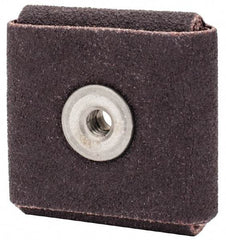 Merit Abrasives - 80 Grit, Medium Grade, Aluminum Oxide Square Pad - 1-1/2" Long x 1-1/2" Wide x 1/2" Thick, 18,000 Max RPM - Apex Tool & Supply