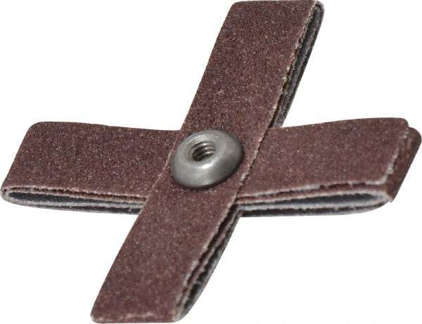Merit Abrasives - 80 Grit, Medium Grade, Aluminum Oxide Cross Pad - 2-1/4" Long x 2-1/4" Wide x 1/2" Thick, 8 Ply, 18,000 Max RPM - Apex Tool & Supply