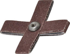 Merit Abrasives - 80 Grit, Medium Grade, Aluminum Oxide Cross Pad - 2-1/4" Long x 2-1/4" Wide x 1/2" Thick, 8 Ply, 18,000 Max RPM - Apex Tool & Supply
