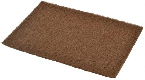 Merit Abrasives - Medium Grade, Aluminum Oxide Hand Pad - Brown, 6" Wide x 9" Long, Nonwoven - Apex Tool & Supply