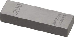 Mitutoyo - 0.2" Rectangular Steel Gage Block - Accuracy Grade 0, Includes Certificate of Inspection - Apex Tool & Supply