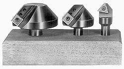 APT - 3 Countersinks, 90° Included Angle, 1/4 to 3/4" Cut Diam Smallest Tool, 1-1/4 to 2-1/2" Cut Diam Largest Tool, Square & Triangle SPGH & TPGH Inserts Indexable Countersink Set - 1/2" Shank Diam, 3/8, 1/2° Inscribed Circle, 3 Inserts - Apex Tool & Supply