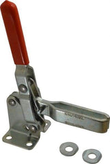 Lapeer - 600 Lb Holding Capacity, Vertical Handle, Manual Hold Down Toggle Clamp - 57° Handle Movement, 106° Bar Opening, U-Bar, Flanged Base, Carbon Steel - Apex Tool & Supply