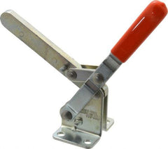 Lapeer - 700 Lb Holding Capacity, Vertical Handle, Manual Hold Down Toggle Clamp - 57° Handle Movement, 106° Bar Opening, Solid Bar, Flanged Base, Carbon Steel - Apex Tool & Supply