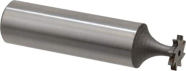 Keo - 3/8" Diam x 1/16" Face Width, High Speed Steel, 8 Teeth, Shank Connection Woodruff Keyseat Cutter - Uncoated, 2-1/16" OAL x 1/2" Shank, Straight Teeth, ANSI 203, Old Standard 211 - Apex Tool & Supply