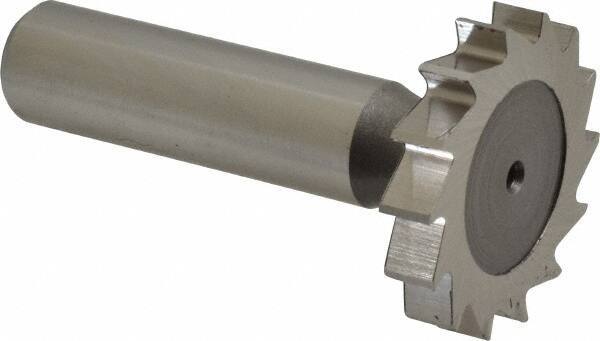 Keo - 1-1/4" Diam x 7/32" Face Width, High Speed Steel, 14 Teeth, Shank Connection Woodruff Keyseat Cutter - Uncoated, 2-7/32" OAL x 1/2" Shank, Straight Teeth, ANSI 710, Old Standard 20 - Apex Tool & Supply