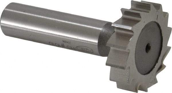 Keo - 1-1/4" Diam x 5/16" Face Width, High Speed Steel, 14 Teeth, Shank Connection Woodruff Keyseat Cutter - Uncoated, 2-5/16" OAL x 1/2" Shank, Straight Teeth, ANSI 1010, Old Standard D - Apex Tool & Supply
