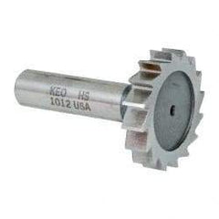 Keo - 1-1/2" Diam x 5/16" Face Width, High Speed Steel, 16 Teeth, Shank Connection Woodruff Keyseat Cutter - Uncoated, 2-5/16" OAL x 1/2" Shank, Straight Teeth, ANSI 1012, Old Standard 25 - Apex Tool & Supply
