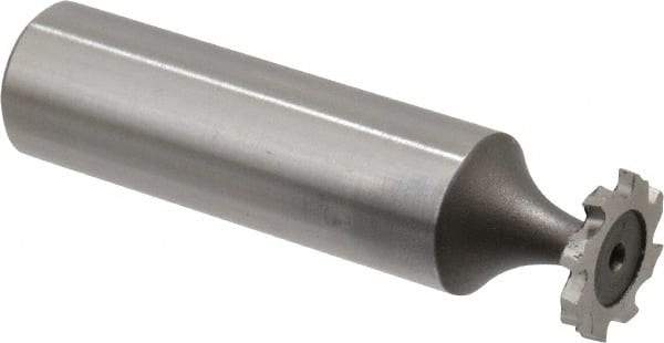 Keo - 1/2" Diam x 1/16" Face Width, High Speed Steel, 8 Teeth, Shank Connection Woodruff Keyseat Cutter - Uncoated, 2-1/16" OAL x 1/2" Shank, Staggered Teeth, ANSI 204, Old Standard 1 - Apex Tool & Supply