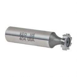 Keo - 1/2" Diam x 1/8" Face Width, High Speed Steel, 8 Teeth, Shank Connection Woodruff Keyseat Cutter - Uncoated, 2-1/8" OAL x 1/2" Shank, Staggered Teeth, ANSI 404, Old Standard 3 - Apex Tool & Supply