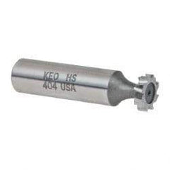 Keo - 1/2" Diam x 1/8" Face Width, High Speed Steel, 8 Teeth, Shank Connection Woodruff Keyseat Cutter - Uncoated, 2-1/8" OAL x 1/2" Shank, Staggered Teeth, ANSI 404, Old Standard 3 - Apex Tool & Supply