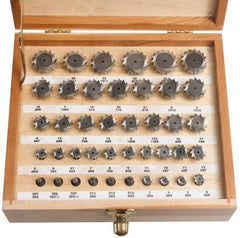 Keo - 1/4 to 1-1/2" Cutting Diam, Straight Tooth Configuration, Woodruff and Keyseat Cutter Set - 202 to 1212 ANSI, High Speed Steel, 41 Pieces - Apex Tool & Supply