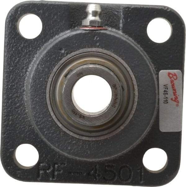 Browning - 5/8" ID, 3" OAL x 3" OAH 4-Bolt Flange - 1,444 Lb Static Cap, 2,611 Lb Dyn Cap, 2-1/8" Btw Mnt Hole Ctrs, Cast Iron - Apex Tool & Supply