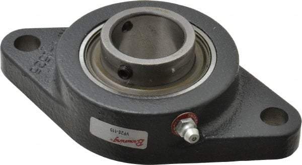 Browning - 1-3/16" ID, 5-9/16" OAL x 3-1/8" OAH 2-Bolt Flange - 2,567 Lb Static Cap, 4,381 Lb Dyn Cap, 4-19/32" Btw Mnt Hole Ctrs, Cast Iron - Apex Tool & Supply