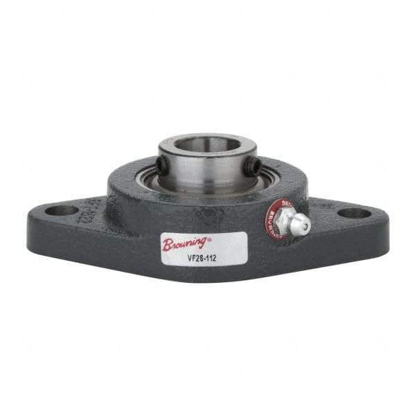 Browning - 3/4" ID, 4-13/32" OAL x 2-1/2" OAH 2-Bolt Flange - 1,444 Lb Static Cap, 2,611 Lb Dyn Cap, 3-17/32" Btw Mnt Hole Ctrs, Cast Iron - Apex Tool & Supply