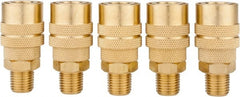 Value Collection - 5 Piece 1/4" Body 1/4 NPT 145 psi Brass Industrial Pneumatic Coupling Plug Set - Apex Tool & Supply
