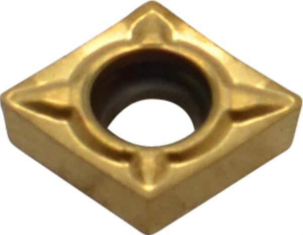 Seco - CCMT21.50.5 F1 Grade TS2000 Carbide Turning Insert - TiAlN/TiN Finish, 80° Diamond, 1/4" Inscr Circle, 3/32" Thick, 0.0078" Corner Radius - Apex Tool & Supply