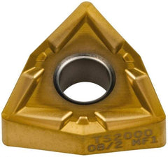 Seco - WNMP432 MF1 Grade TS2000 Carbide Turning Insert - TiAlN/TiN Finish, 80° Trigon, 1/2" Inscr Circle, 3/16" Thick, 1/32" Corner Radius - Apex Tool & Supply