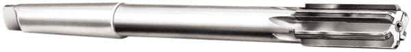 Made in USA - 9/16" Diam, 1MT Morse Taper Shank, 1-1/8" Flute Length, Machine Expansion Reamer - Straight Flute, 8" OAL, Right Hand Cut, 6 Flutes, Carbide-Tipped, Bright Finish - Apex Tool & Supply