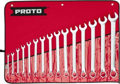 Proto - 15 Piece, 5/16 to 1-1/4", Combination Wrench Set - Inch System of Measurement, Satin Finish, Comes in Nylon Roll - Apex Tool & Supply