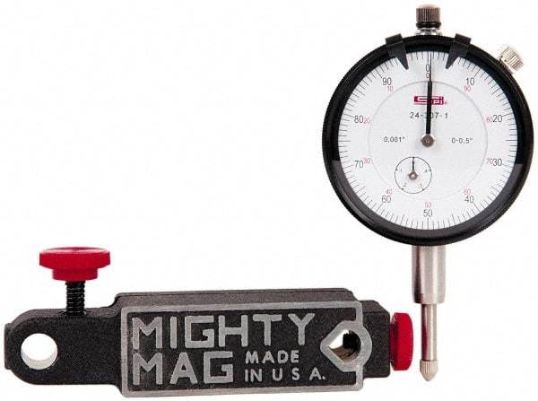 SPI - 0.001" Graduation, 0-100 Dial Reading, Indicator & Base Kit - 4-1/2" Base Length x 1-1/4" Base Width x 1" Base Height, 2" Dial Diam - Apex Tool & Supply