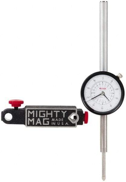 SPI - 0.001" Graduation, 0-100 Dial Reading, Indicator & Base Kit - 4-1/2" Base Length x 1-1/4" Base Width x 1" Base Height, 2-1/4" Dial Diam - Apex Tool & Supply