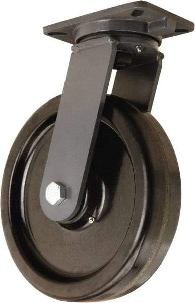 Hamilton - 12" Diam x 3" Wide x 15-1/2" OAH Top Plate Mount Swivel Caster - Phenolic, 3,500 Lb Capacity, Straight Roller Bearing, 5-1/4 x 7-1/4" Plate - Apex Tool & Supply