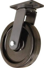 Hamilton - 12" Diam x 3" Wide x 15-1/2" OAH Top Plate Mount Swivel Caster - Phenolic, 3,500 Lb Capacity, Straight Roller Bearing, 5-1/4 x 7-1/4" Plate - Apex Tool & Supply