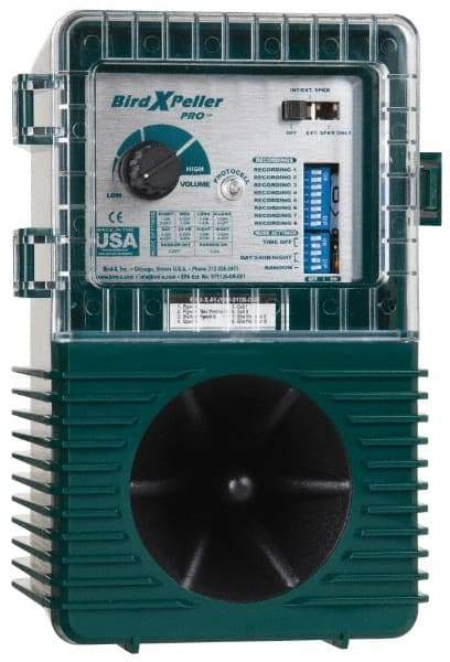 Bird-X - 1 Acre Coverage Electronic Animal Repellent - AC Adapter, Batteries, Targets Gulls, Pigeons, Sparrows, Starlings - Apex Tool & Supply