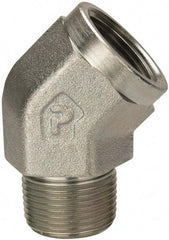 Parker - 1 Male Thread x 1 Female Thread, Zinc Plated Steel Industrial Pipe 45° Street Elbow - MNPTF x FNPTF, 1,800 psi - Apex Tool & Supply