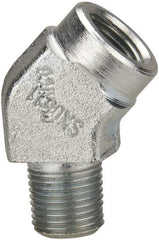 Parker - 1/8 Male Thread x 1/8 Female Thread, Zinc Plated Steel Industrial Pipe 45° Street Elbow - MNPTF x FNPTF, 5,000 psi - Apex Tool & Supply
