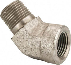 Parker - 3/8 Male Thread x 3/8 Female Thread, Zinc Plated Steel Industrial Pipe 45° Street Elbow - MNPTF x FNPTF, 4,500 psi - Apex Tool & Supply